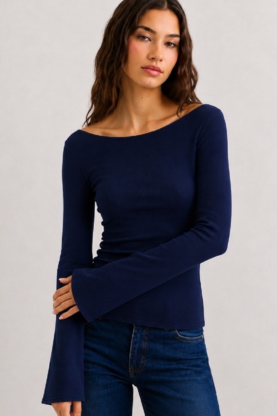 Cockatoo Women's Boat Neck Soft and Flexible Fabric Wide Sleeves Body-Fitting...