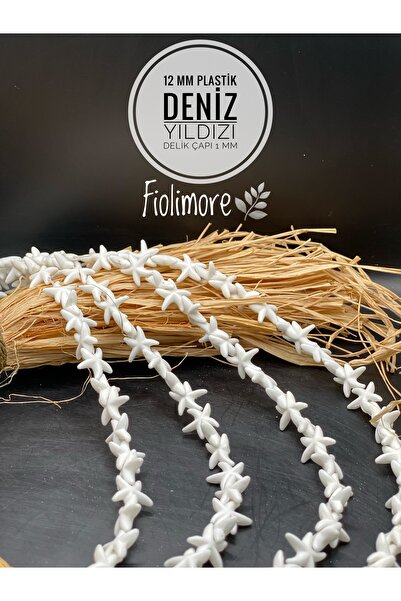 Fiolimore 12 mm White Plastic Starfish Beads (34 Pieces) Hole Diameter 1 mm J...