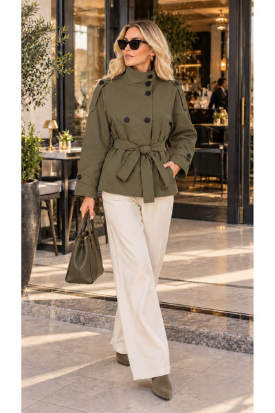 Elaria Collection Kadın Dik Yaka Kısa Trençkot
