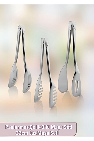 Pamit Toys Steel Luxury 3-Piece Tongs Serving Set Cake, Salad, and Pasta Tong...