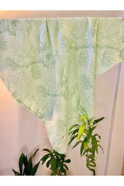 Parlova Papi green çok amaçlı müslin örtü, %100 pamuk, 85X90 cm