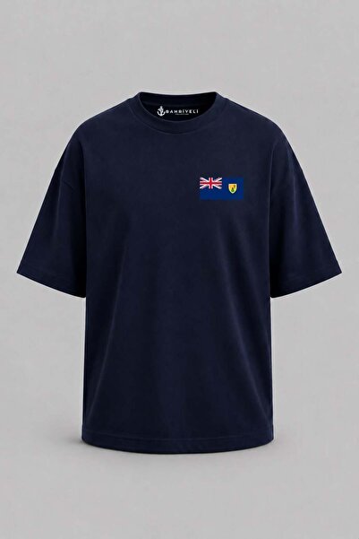 Bahriyeli Collection Υπερμεγέθη μπλουζάκι Unisex με στάμπα στην τσέπη με τη σ...