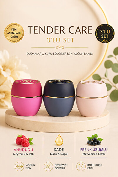 Ateksa Tender Care Balm 3'lü Set - Sade , Ahududu ve Frenk Üzümü Aromalı Pake...