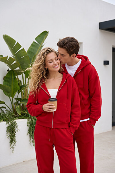 Runades Unisex 3 İplik Couple/Çift Fermuarlı Kapüşonlu Hırka ve Eşofman Takım...