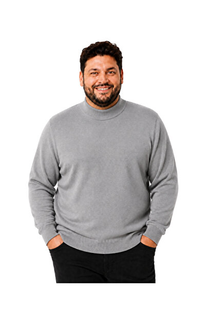 BattalModa سترة قطنية رمادية اللون للرجال مقاس كبير 3XL-4XL-5XL-6XL