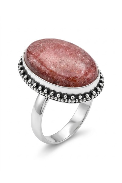 Peach Jewelry PeachJewelry Ασημένιο Δαχτυλίδι 925 με Ημιπολύτιμη Πέτρα Ροδίτη