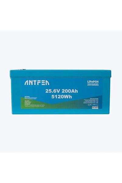 Antfea 25.6V (24V) 200Ah ABS Lityum Akü Akıllı Ekran Bluetooth LiFePo4 (Yat-K...