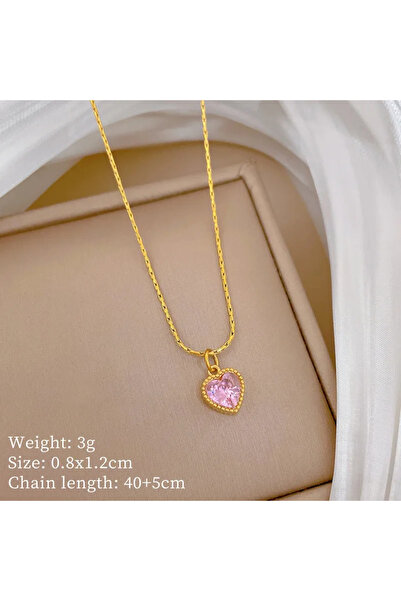 Peach Jewelry Κολιέ από ανοξείδωτο ατσάλι 304, επιχρυσωμένο, με καρδιά και ρο...