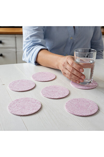 PLUSH STUDIO ISTANBUL Premium Imported Thick Felt Coasters Pink Set of 6
