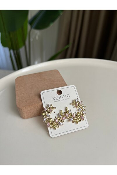 XUPING JEWELRY Renkli yaprak detay çelik küpe