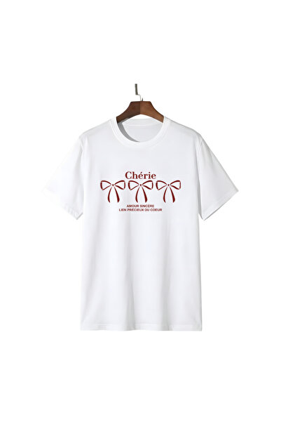 Trendiz Tricou unisex Cherie Kurdela alb
