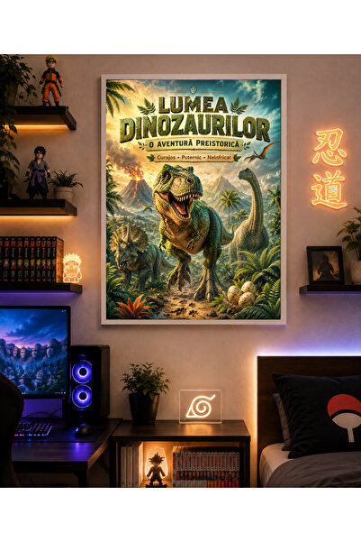 Miutic Print Studio Tablou decorativ pentru copii „Lumea Dinozaurilor”, Tablo...