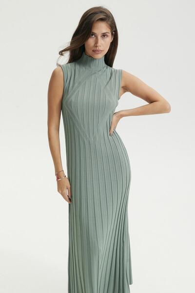 Ferraro Çağla Viscose Blended Ribbed Knitwear Dress