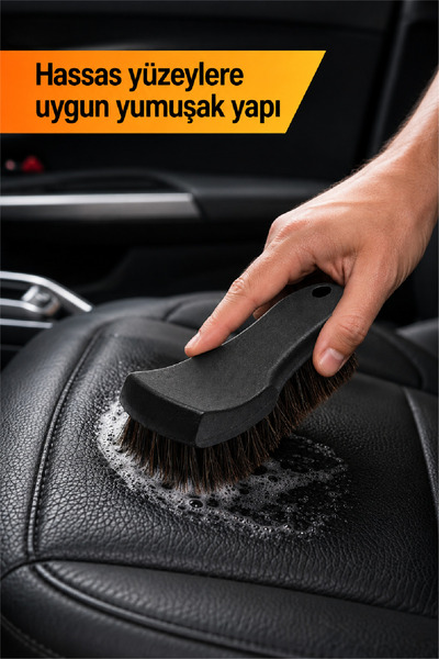 AutoFresh Uzun At Kılı Oto Koltuk Döşeme Halı Kumaş ve Deri Temizleme Fırçası