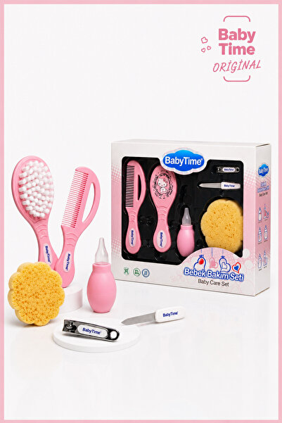 Babytime 6 lı Bebek Bakım Seti Pembe–Burun Aspiratörü,Tarak,Fırça,Tırnak Maka...