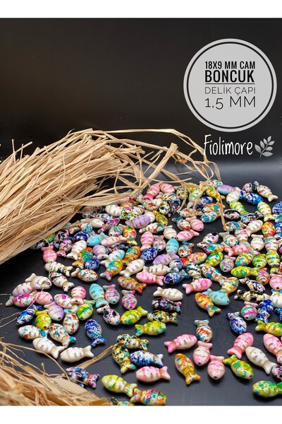 Fiolimore 18X9 mm Glass Fish Beads Mixed Color (14 Pieces) Hole Diameter 1.5 ...