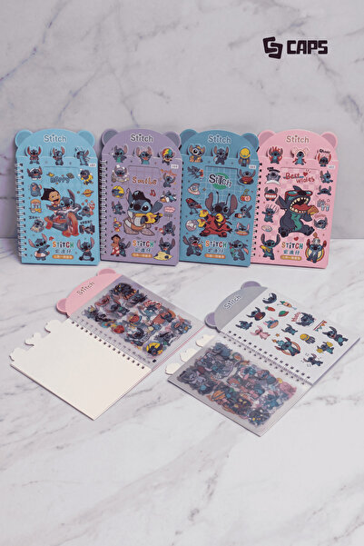 caps Stitch Temalı Anahtarlıklı Sticker & Not Defteri - 16 Sayfa Sticker & 8 ...