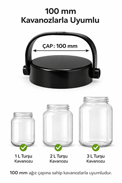 Binbirreyon 5 Adet Plastik Katlanır Saplı Kapak Kavanoz Kapağı Bidon Kapağı 100mm RA661