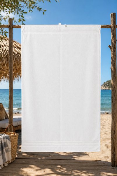 EastWest Trading Premium 100% Cotton White Bath and Beach Towel - 97X142 cm
