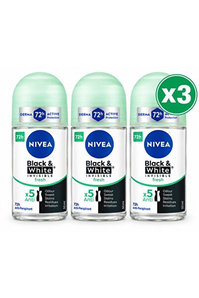 NIVEA 3x Μαύρο & Λευκό Αόρατο Φρέσκο