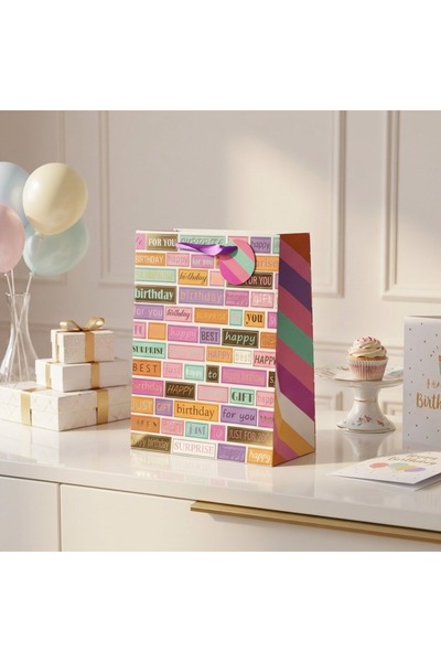 Ornament24 Punga cadou zi de nastere, Happy Birthday, model mozaic multicolor...