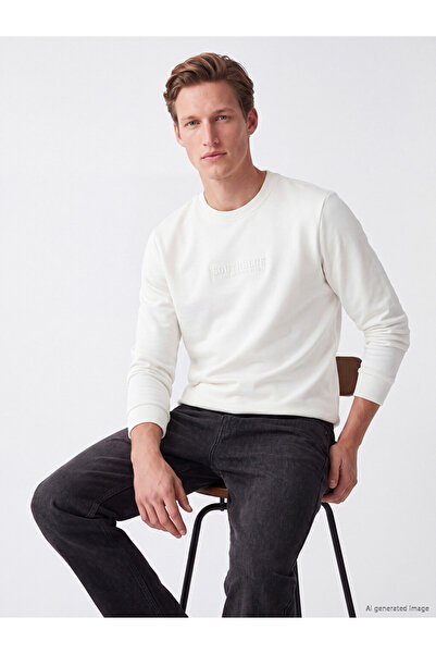 LC Waikiki Peak New Season Crew Neck Embroidered Men's Sweatshirt