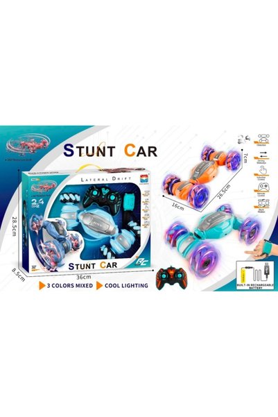 TRUST STORE Saat Kontrollü Stunt Car 2.4GHz Kumandalı 360° Dönüşlü Işıklı Akrobatik Uzaktan Kumandalı Araba