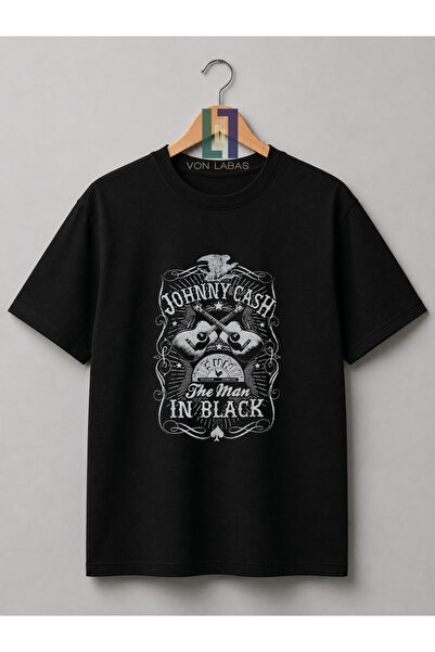 PANDORICA Johnny Cash Retro Baskılı Premium Unisex Tişört