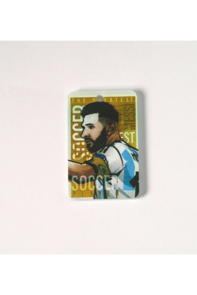 NO BRAND Ορθογώνιο Messi Soccer τυπωμένο πολύχρωμο plexiglass κρεμαστό 28x40mm