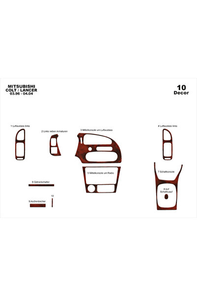 Marscockpitdesign Mitsubishi Colt - Lancer Torpido Kaplama 1996-2004 10 Parça