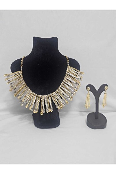 Symrna ÖZEL TASARIM PİRİNÇ KOLYE KÜPE SETİ