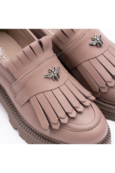VAGAM Pantofi Dama din Piele Naturala Bej Roze