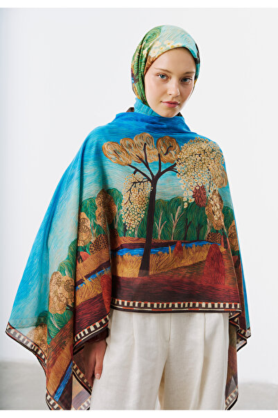 Freshscarfs Deep Forest Desen Vual Eşarp Toprak