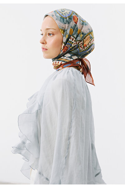 Freshscarfs The Stage In Geometry Desen Vual Eşarp Mavi