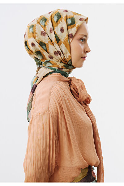 Freshscarfs Vintage Board Desen Vual Eşarp Turuncu