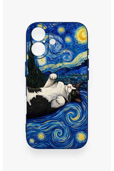 Vip Case iPhone 17 Uyumlu Gökyüzü ve Kedi Desenli Silikon Kılıf
