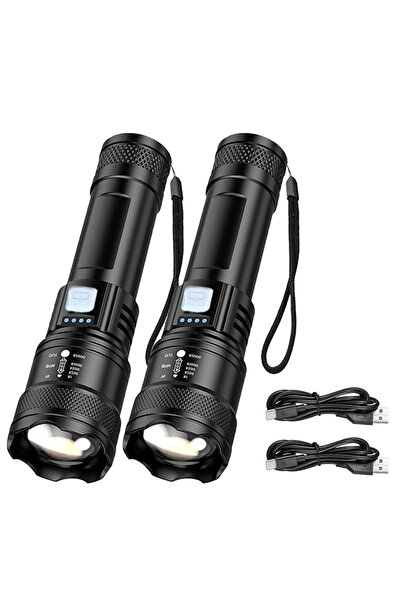 Choice ZOOM 2PCS Tactical LED Flashlight 2000LM USB Rechargeable Waterproof G...