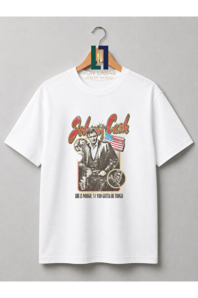 PANDORICA Johnny Cash Retro Baskılı Premium Unisex Tişört