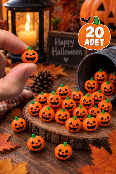 Printorium 20’li Halloween Mini Balkabağı Figürü Seti – Dekoratif Cadılar Bay...