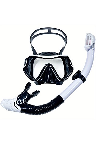Choice BlackWhite Diving Mask Snorkel Set For Adults Tempered Glass Professio...