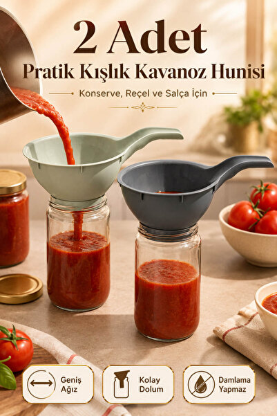 House Bird 2 ADET Saplı Kavanoz ve Konserve Hunisi Çok Amaçlı Servis Hunisi K...