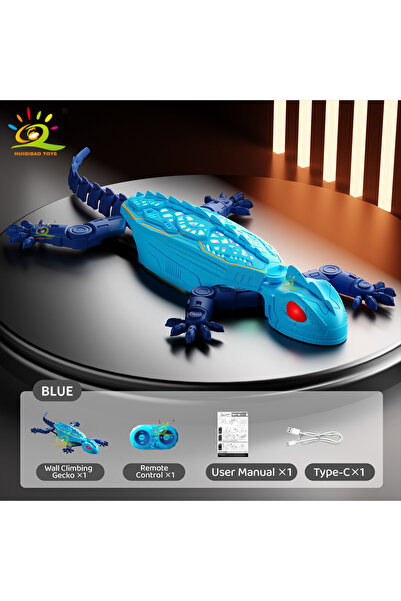 Choice BLUE RC Electric Gecko Toy Features Colorful Lights, Wall-Climbing Cap...