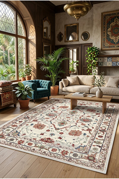 Eco Concept Mitos Serisi Dijital Baskı Halı Etnik Retro Desen Salon Halısı Yıkanabilir Kaymaz Taban Mutfak Halısı