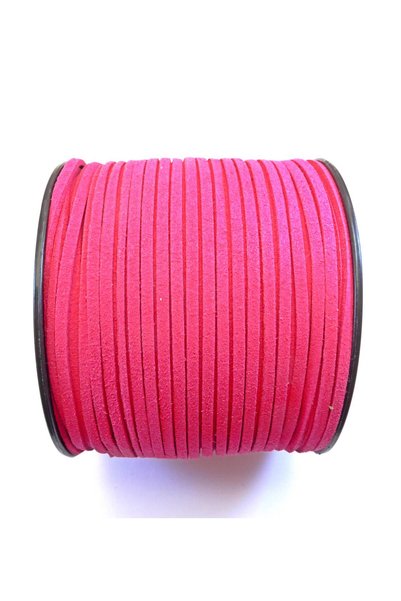 NO BRAND Συνθετικό Suede καστόρινο κορδόνι 3mm/καρούλι 90 μέτρα - Φούξια σκούρο