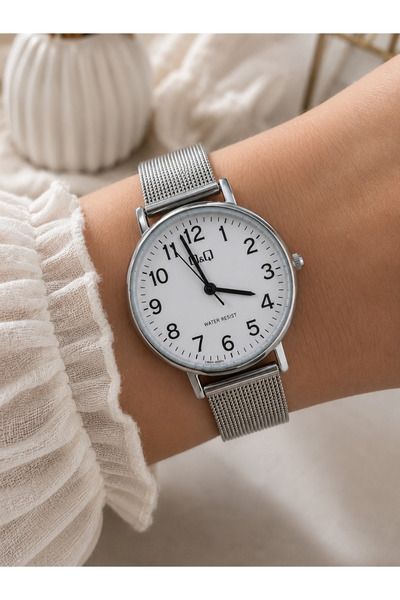 Q&Q Women's Wristwatch Silver Color Mesh Steel Band Casual and Stylish Combin...