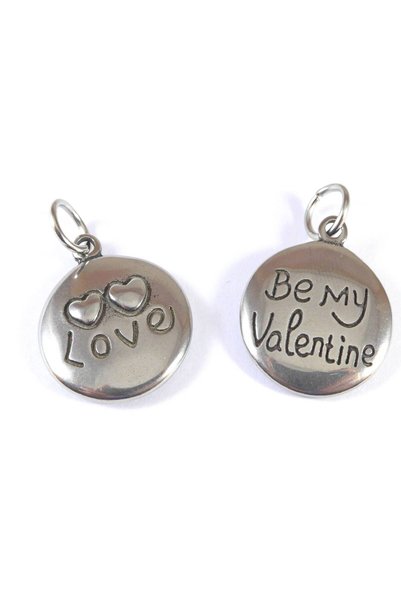 NO BRAND Be My Valentine ασημί ατσάλι μεταλλικό κρεμαστό 27x18mm