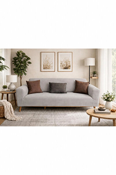Akbal Home Chester Koltuk Örtüsü 3’lü Likralı Lastikli Tüm Giydirme Nubuk Açı...