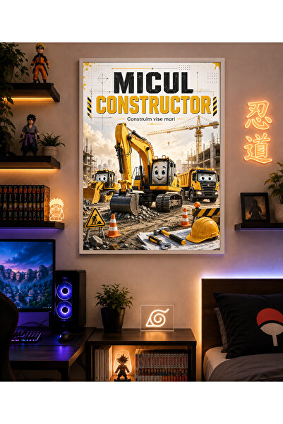 Miutic Print Studio Tablou decorativ pentru copii „Micul Constructor” – Tablo...