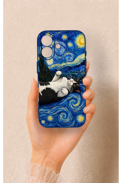 Vip Case iPhone 17 Uyumlu Gökyüzü ve Kedi Desenli Silikon Kılıf