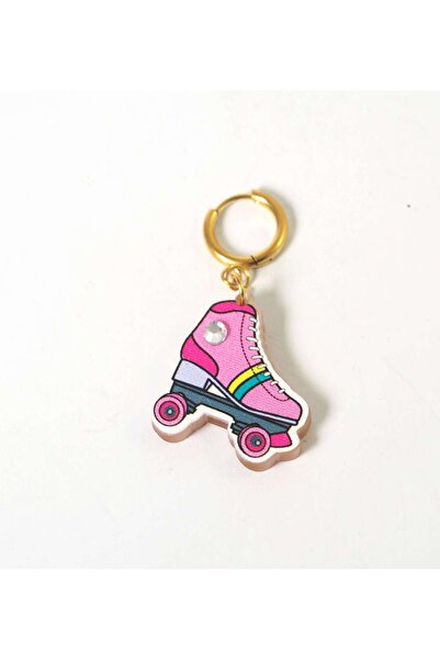 NO BRAND Σκουλαρίκια Roller Cute με στράς plexiglass κρεμαστό χρυσό μεταλλικό...